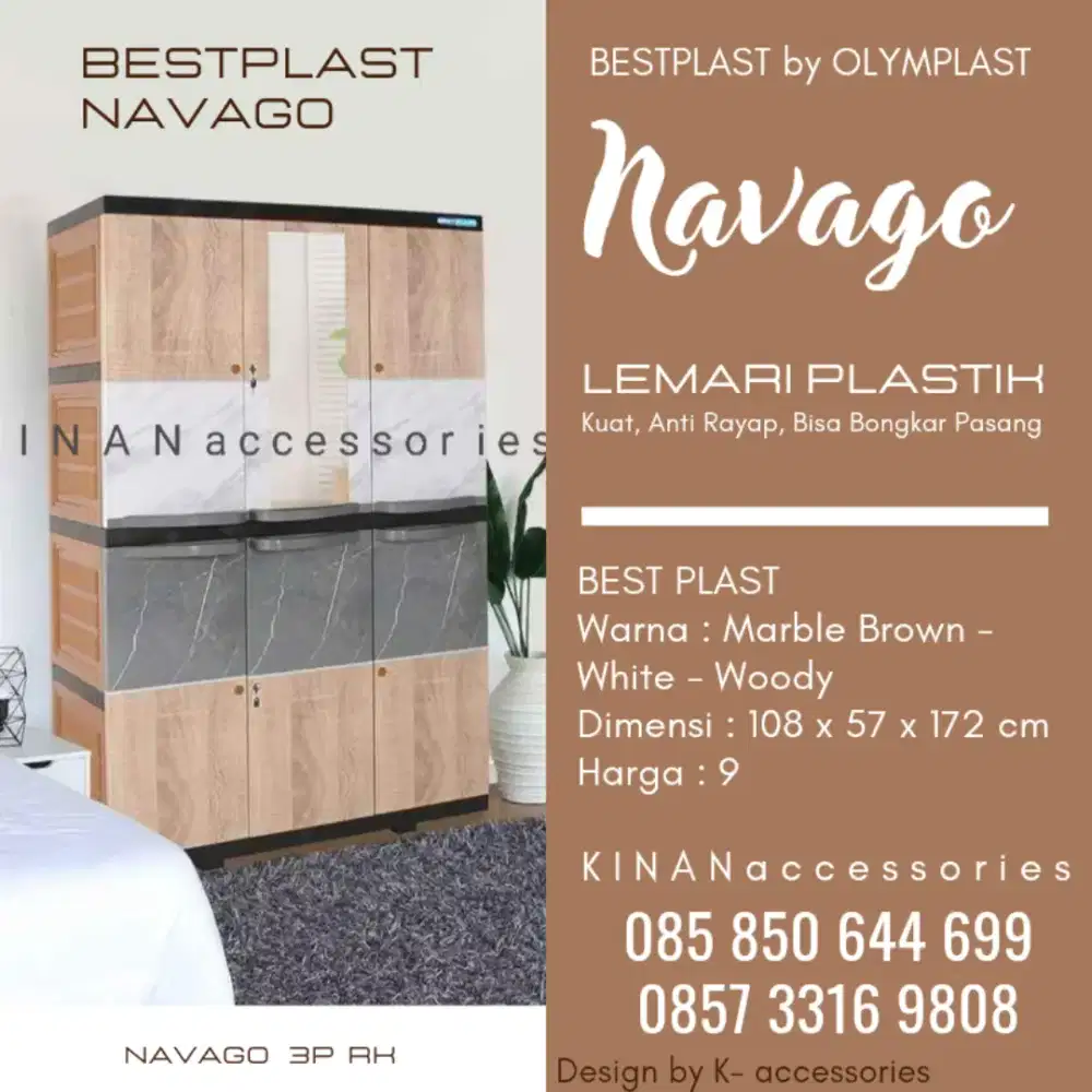 Lemari Bestplast 3 Pintu tipe Navago