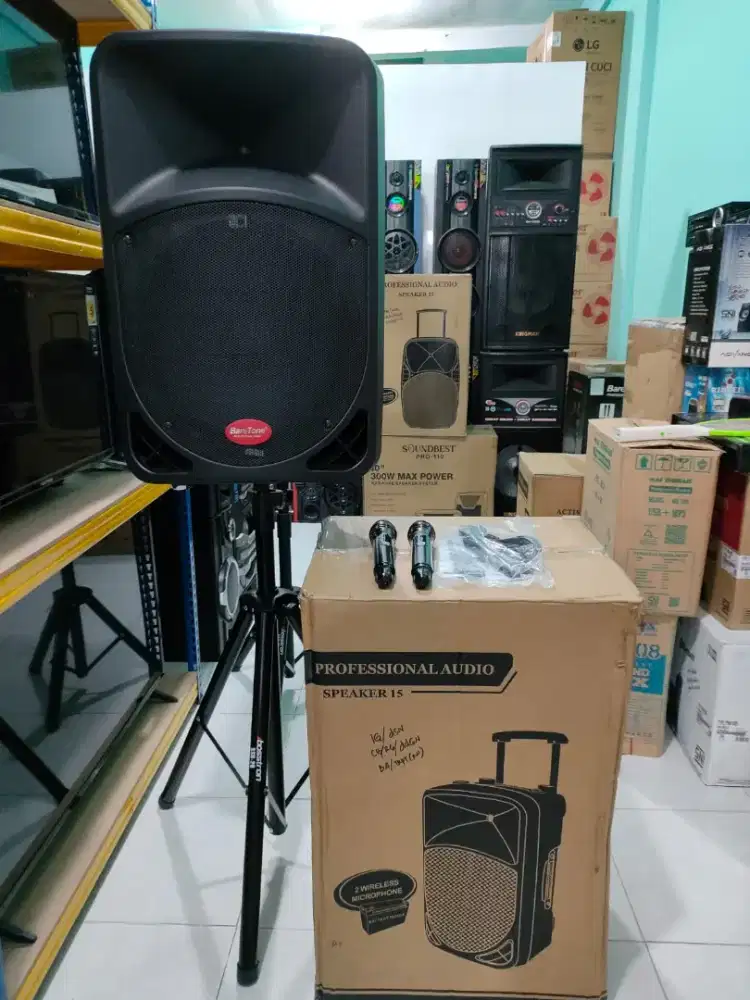 Speaker Karaoke Portabel Bareton 15 inci 15BWR