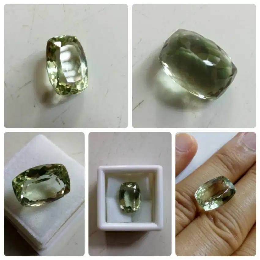 Cushion Shape Natural 10,05 carat Green Amethyst Unheated