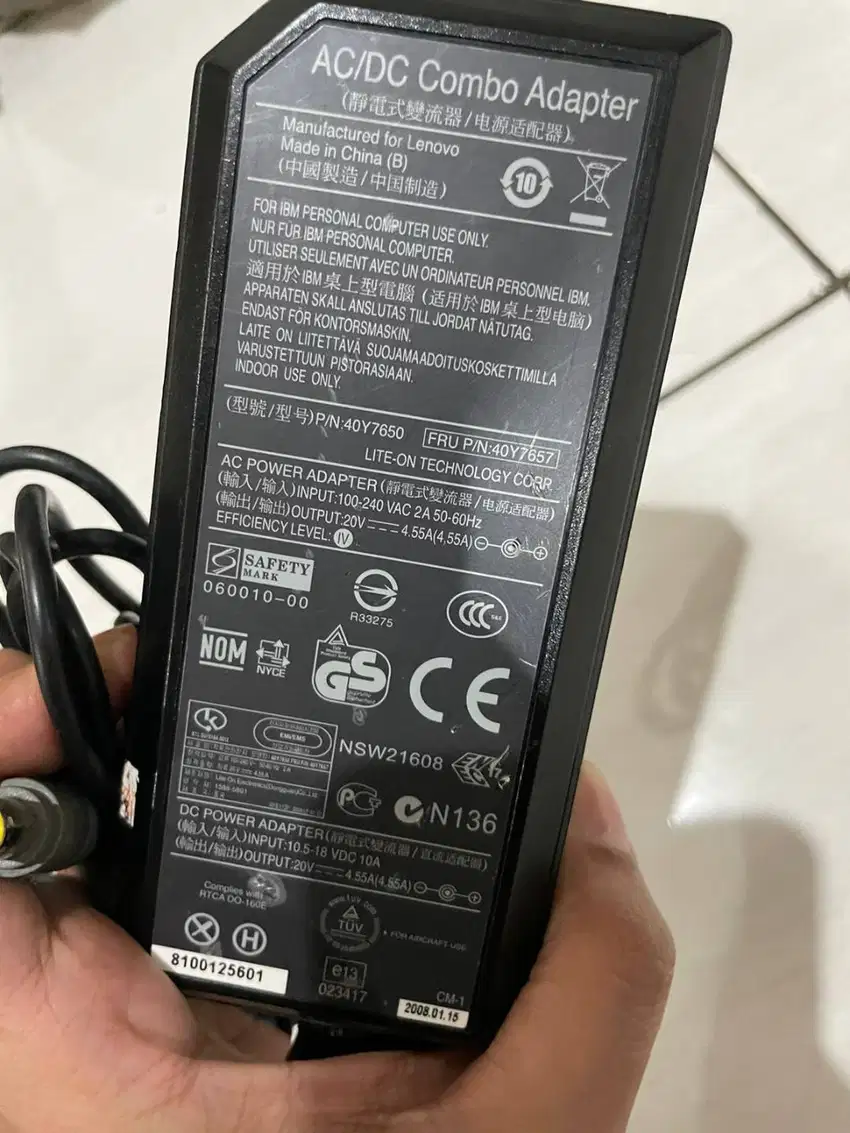 adaptor charger Ori copotan laptop Lenovo IBM 20V 4.55A