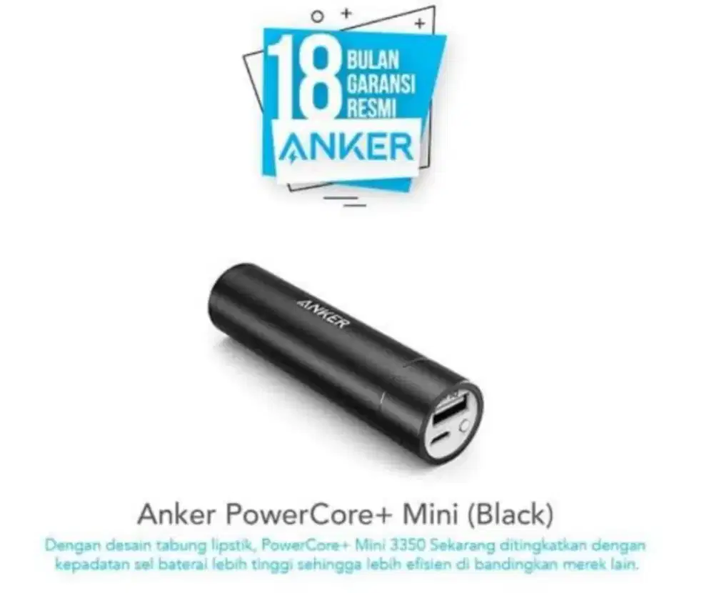 Anker powerbank powercore+mini 3350 mah. new. garansi resmi.