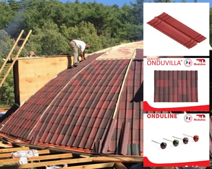 Atap Onduvilla bitumen monolayer selolusa shaded red