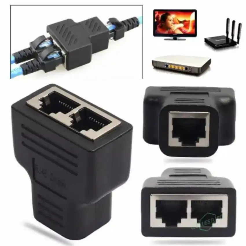Ethernet Splitter 1 to 2 LAN RJ45 Konektor Jaringan Network