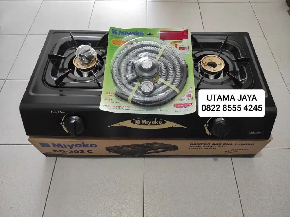 Paket komplit kompor 2 tungku miyako 302C
