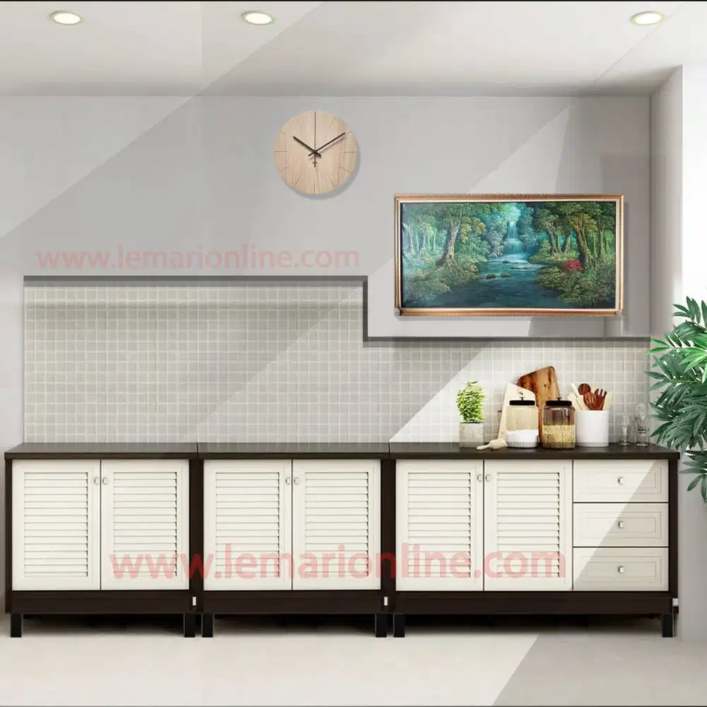 Meja Dapur Minimalis 6 Pintu + 3 Rak