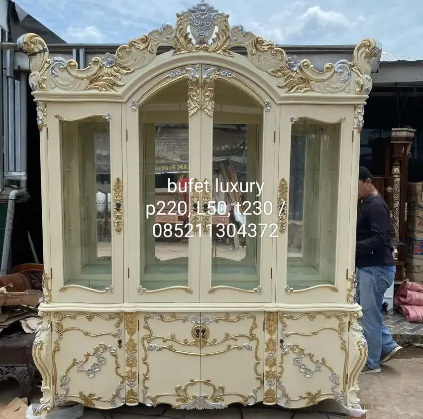 Almari hias luxury antik kayu jati