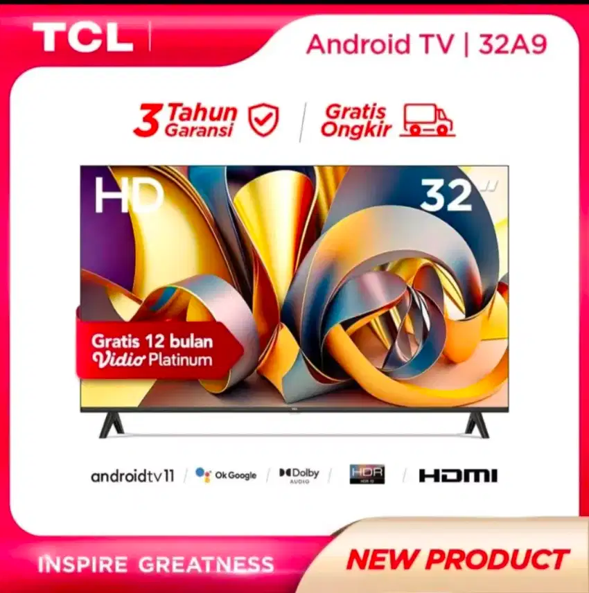 SmartTV Android TCL 32 inch Bezeles Digital Netflix Remote Voice