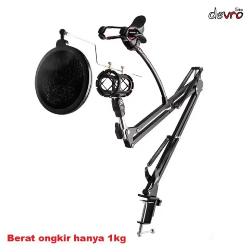 Stand microphone condenser holder 360 lazypod with smartphone clamp