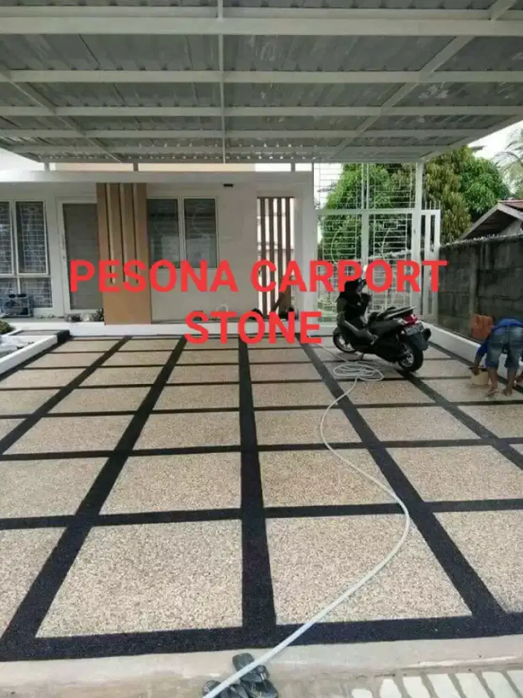Pemasangan carport batu sikat