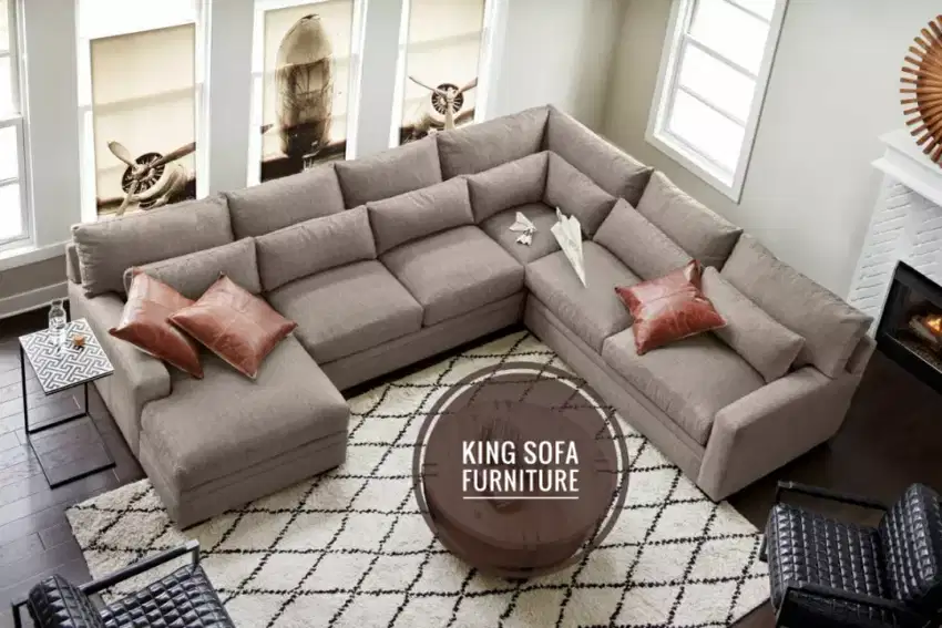 Sofa terbaru L shape minimalis ruang keluarga