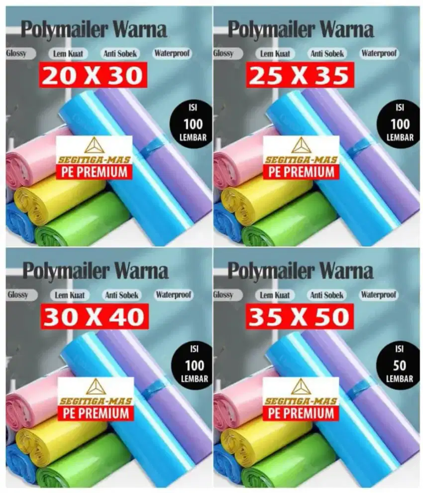 Suplier Plastik Packing Polymailer Warna Glossy pekat PE Premium