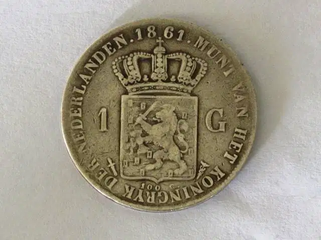 Koin 1 Gulden 1861 Dari Belanda, Perak BL166