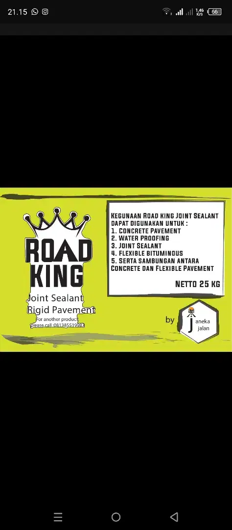 Joint sealant brand road king kualitas dunia