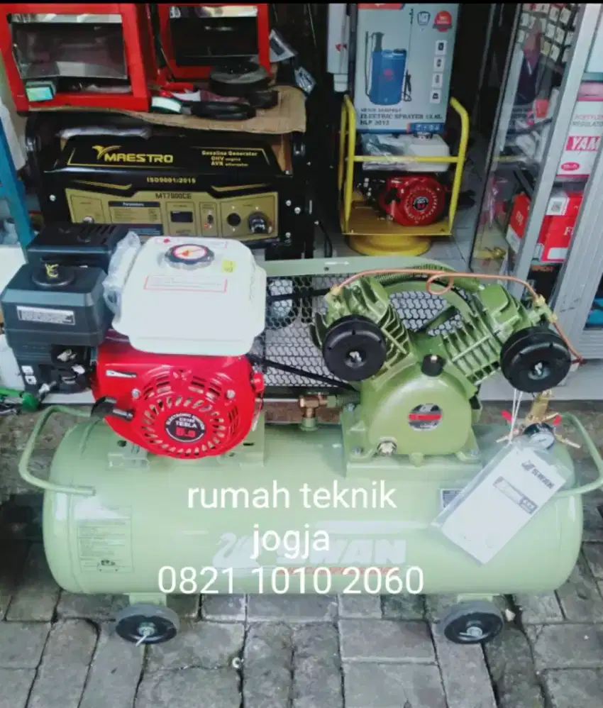 (rumah teknik jogja)mesin kompresor 1hp swan+engine 5,5 hp