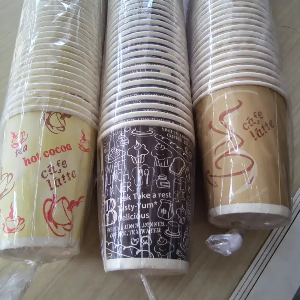 Gelas kertas kopi / paper cup M 8oz bermotif (50cups)