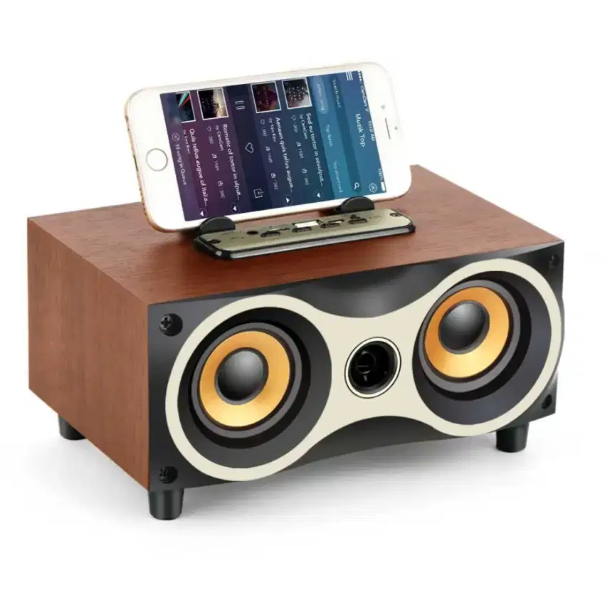 TOPROAD Speaker Bluetooth Portabel Radio FM Wood Design 