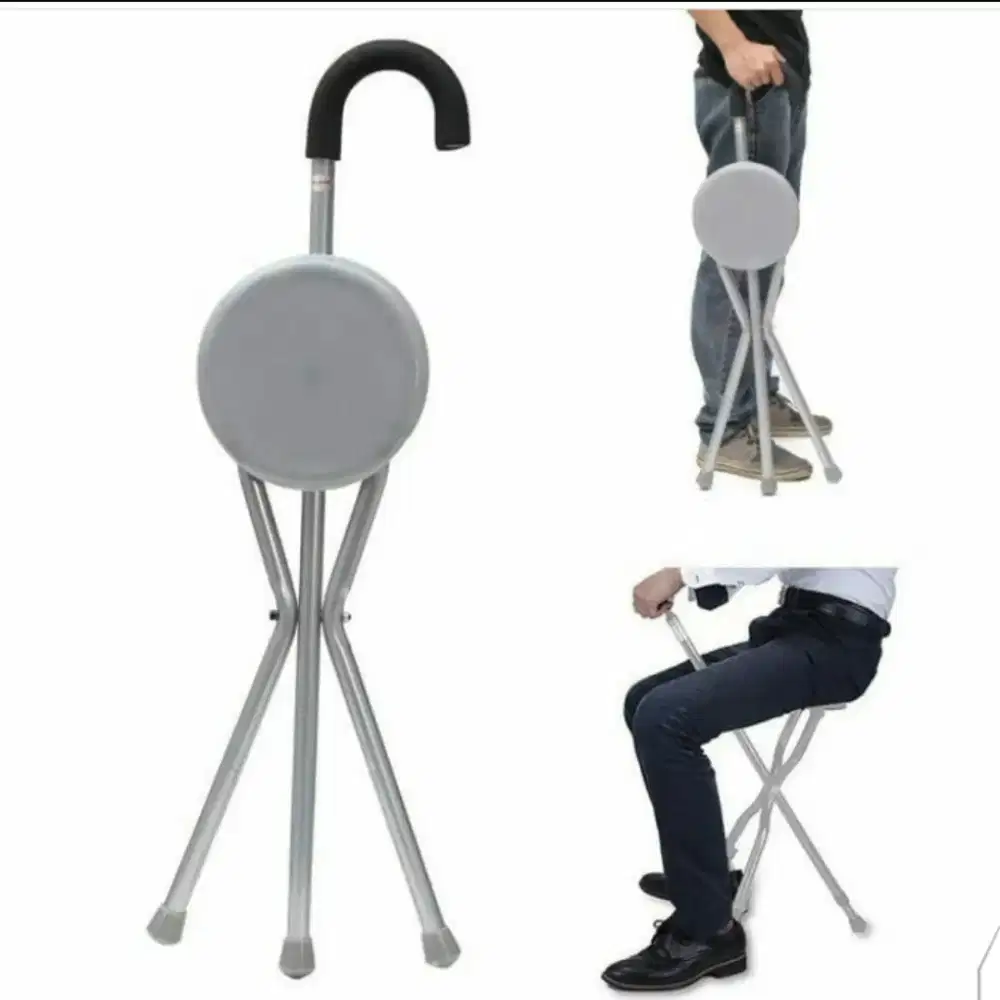 tongkat kursi duduk lipat alat bantu jalan