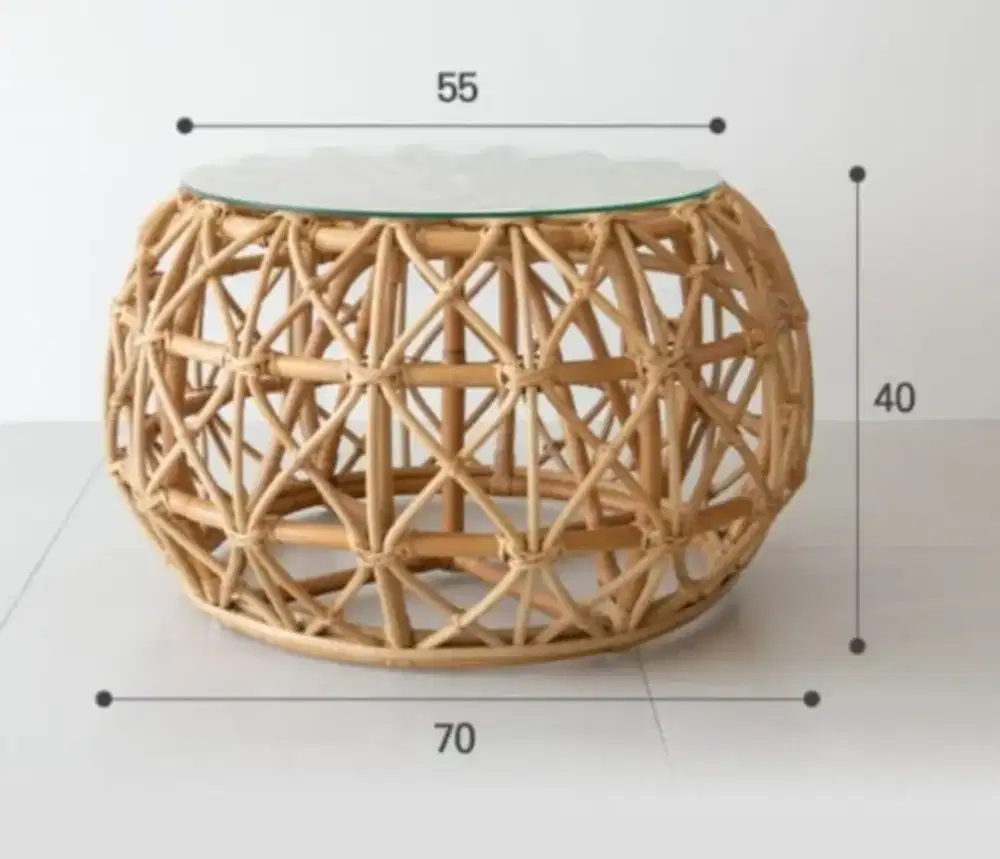 Meja rottan dia meter 55x40