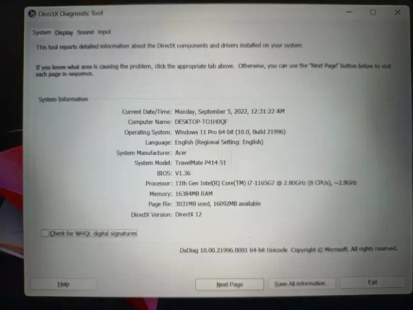 Acer TrvelMt i7 8CPU Gen-11 16/SSD512, ASUS ROG i7 8CPU VGA2GB 14,95Jt