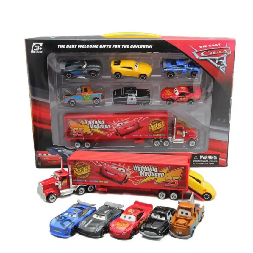 Jimitu mainan anak disney Cars lighting McQueen set 7 in 1