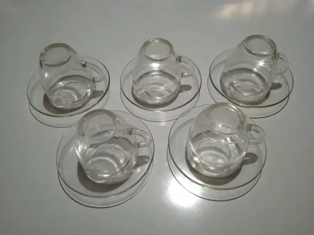 Cangkir Gelas Cup Antik Duralex Perancis Mulus dan Set Cangkir Melamin