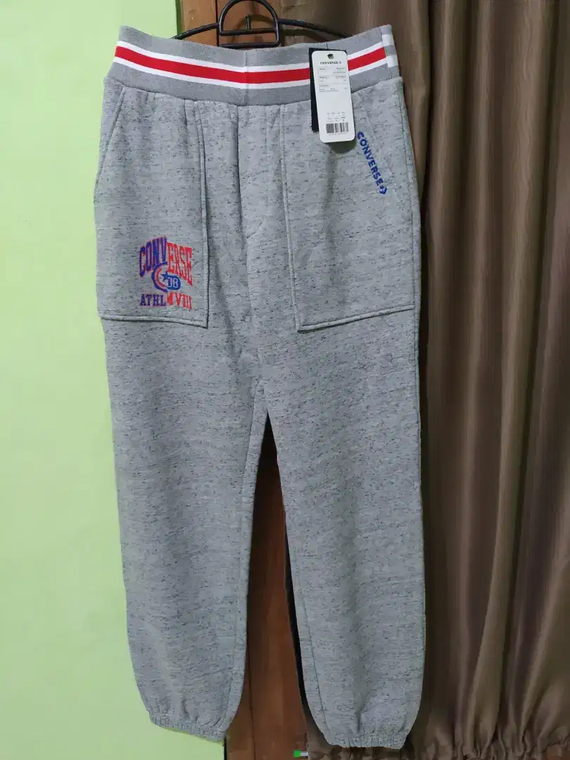 Special Promo CONVERSE Celana Twisted Varsity Pant - Grey Marl Bnwt