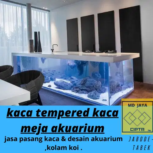 kaca akuarium meja kaca full kaca tempered aquarium ikan garansi
