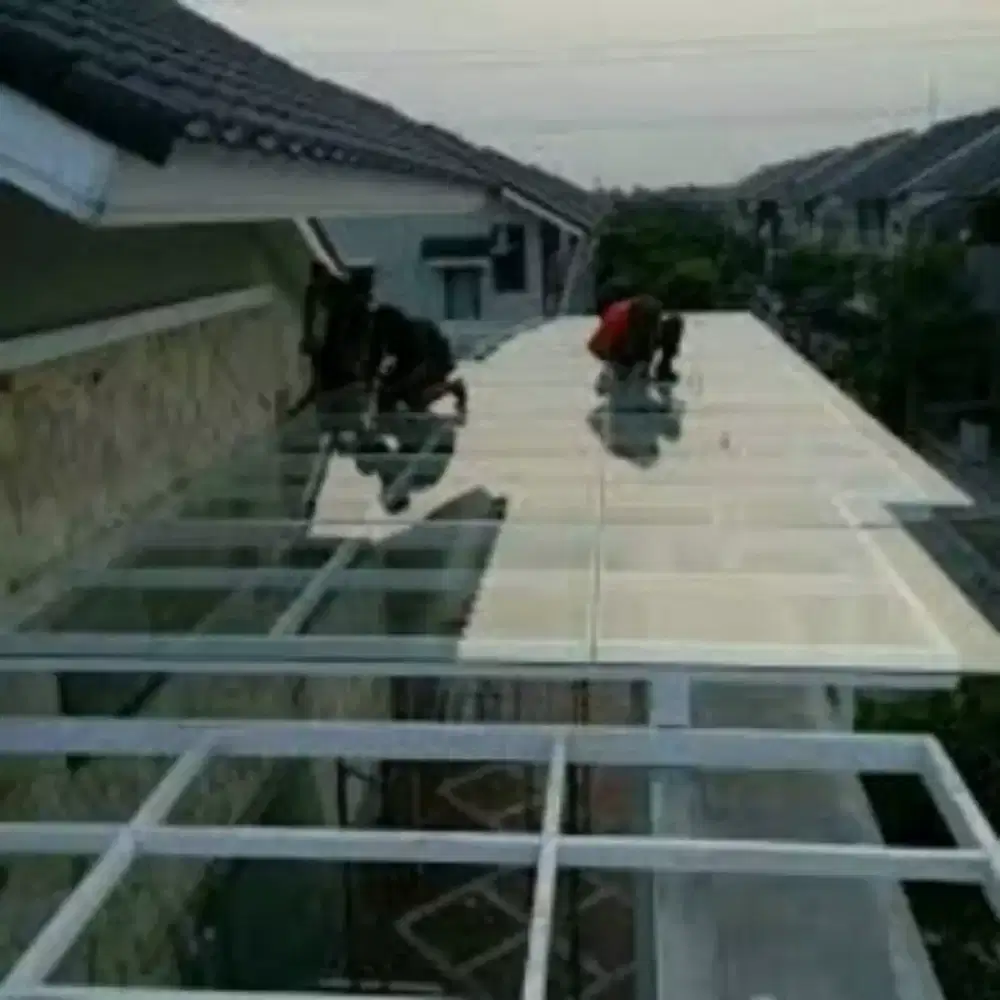 Pemasangan canopy kaca transparan setiker dll#681