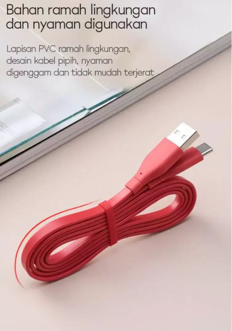 Kabel Data Vivan type C Kabel Pipih/gepeng