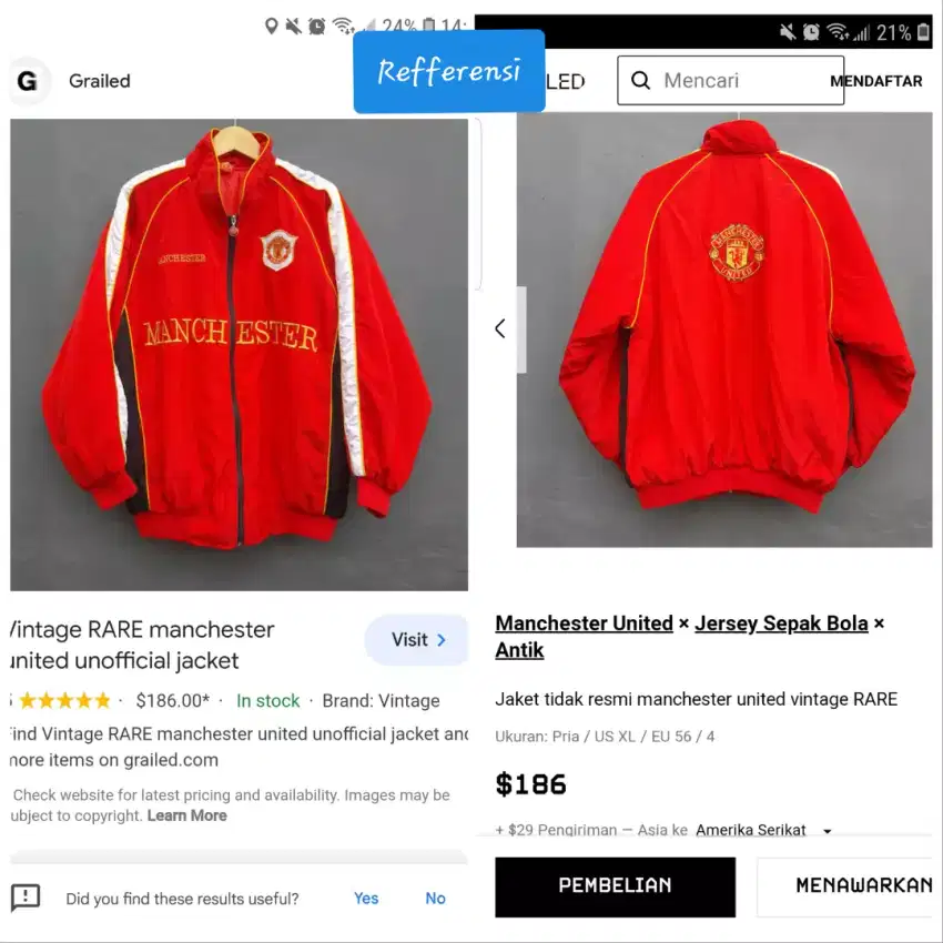 Jaket jersey MU Manchester united rare item