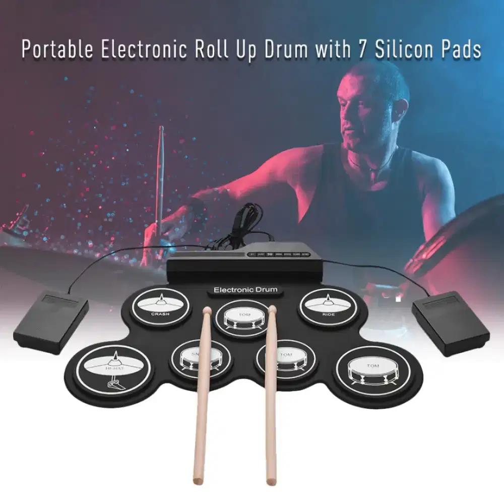 ammon electronic digital drum kit pads folding usb power