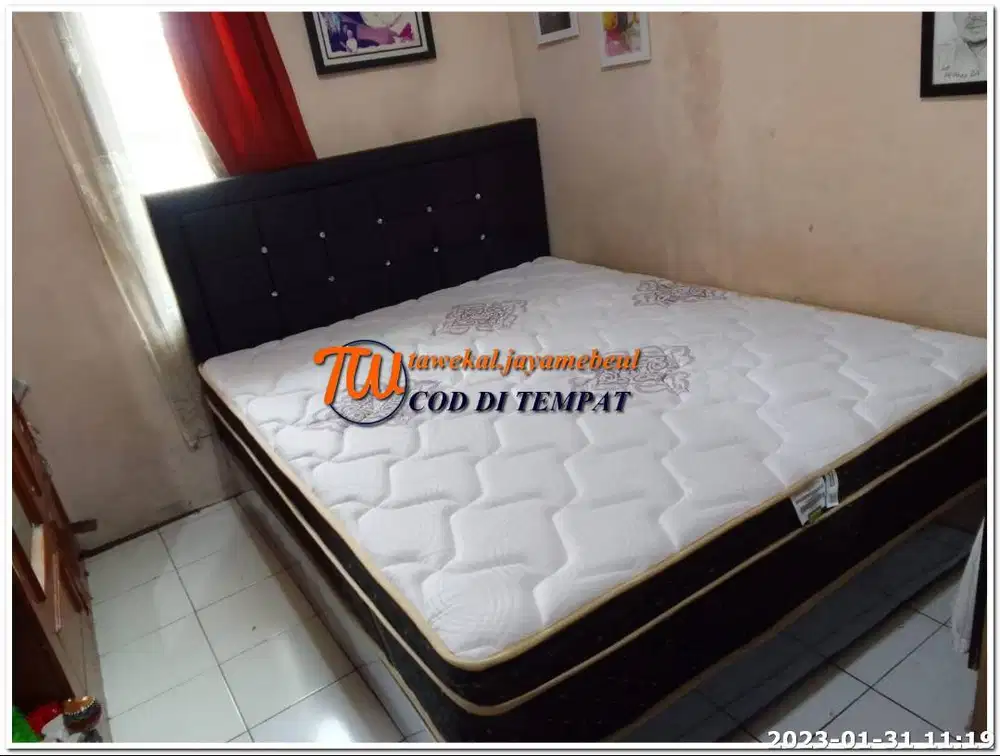 SPRINGBED ELITE PLUSTOP TEBAL 33 CM 160*200 CM SET DIVAN GARANSI 15 TH
