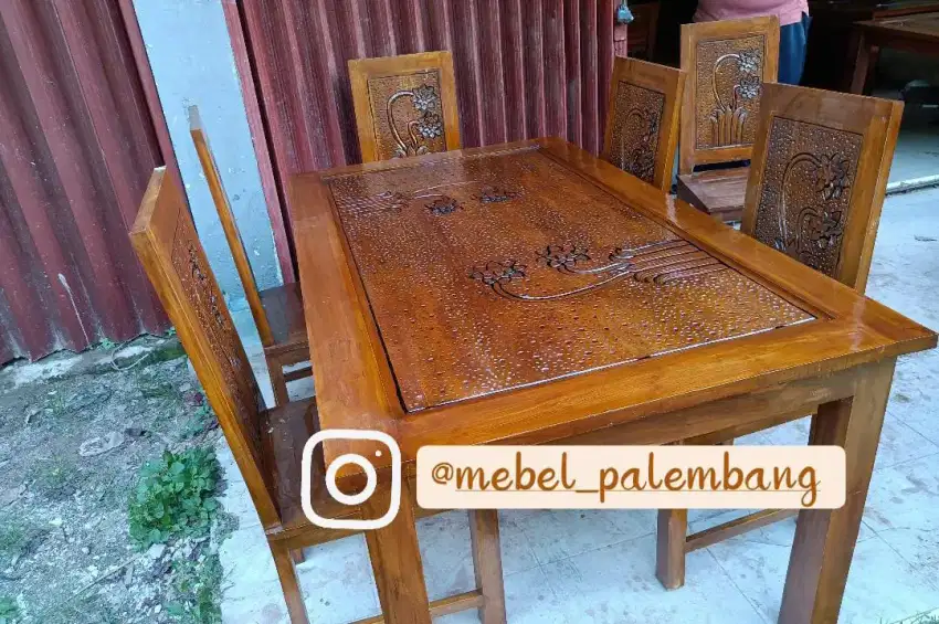 Meja makan kursi 6 jati