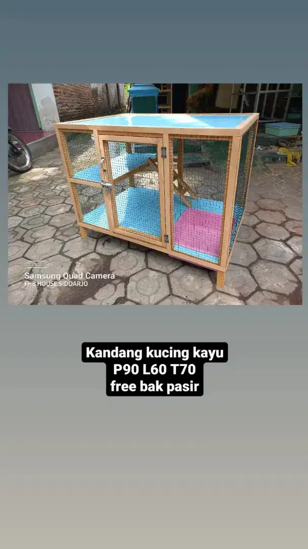 Kandang kucing persia bahan kayu mahogani mahoni murah gsk