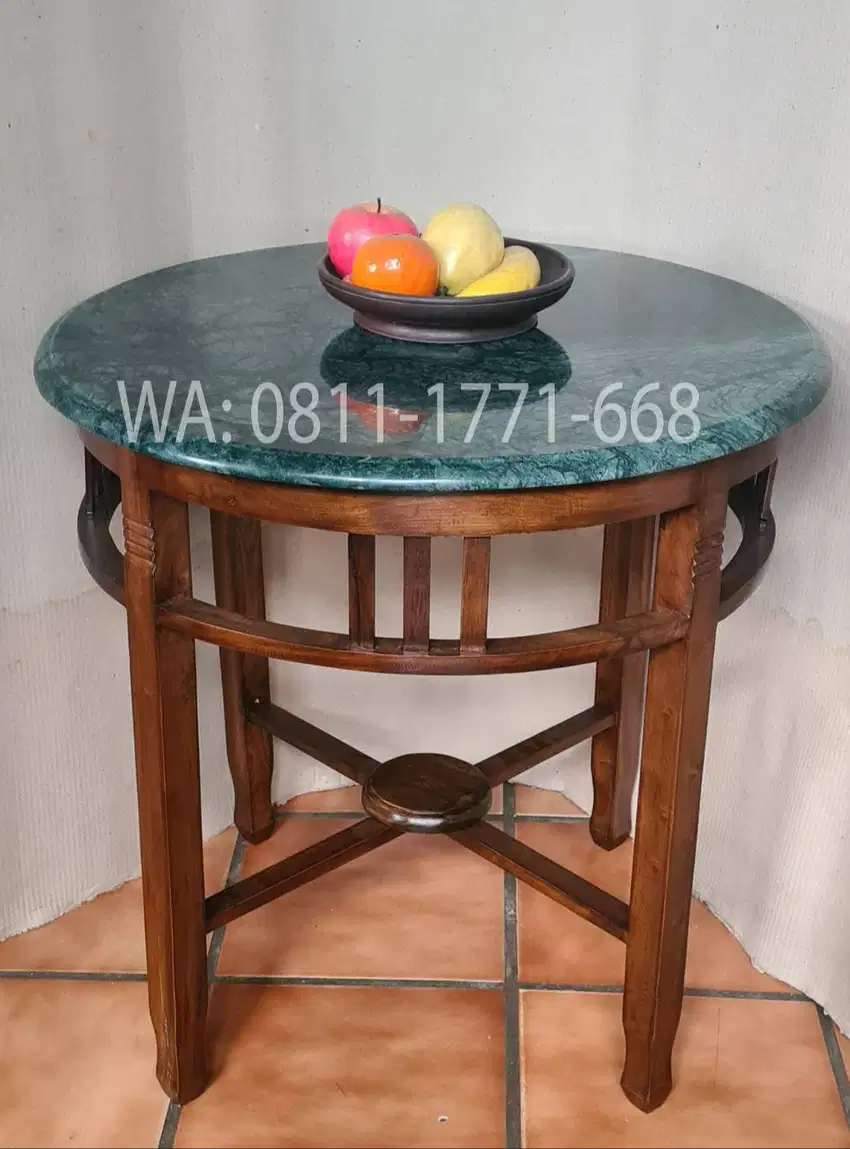 Meja betawi marmer dm 70 cm