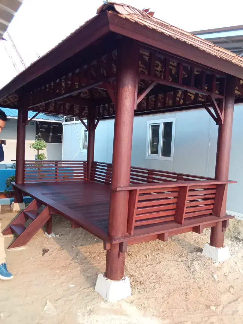 Gazebo kayu kelapa - saung gazebo berbagai ukuran