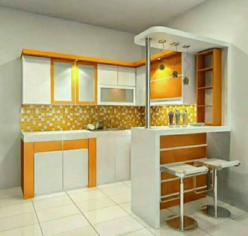 Kitchen set minibar lemari pakaian backdro tv meja kasir Rak tangga