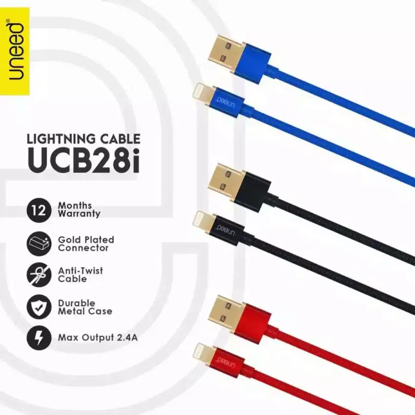 Uneed GOLD PLATED Kabel Data Lightning Fast Charging Max 2.4A