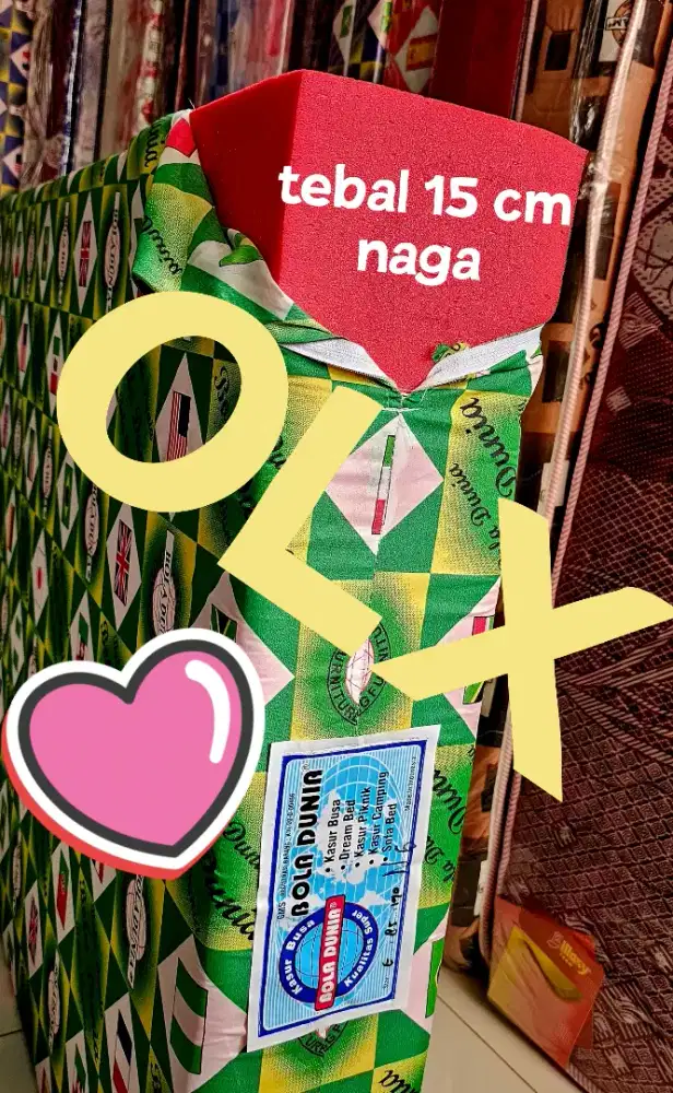 Kasur Busa Bola dunia Naga Merah Keras Padat awet Tebal 15 cm