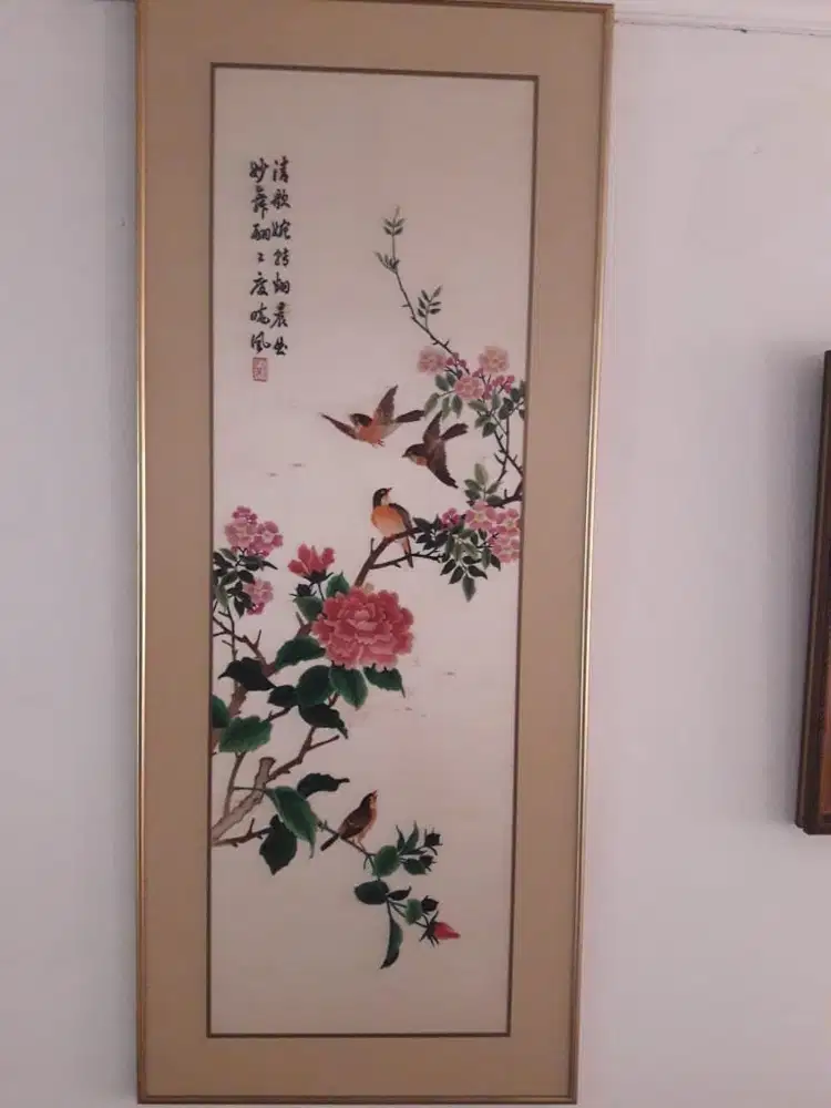 LUKISAN SULAM BURUNG  DAN  BUNGA