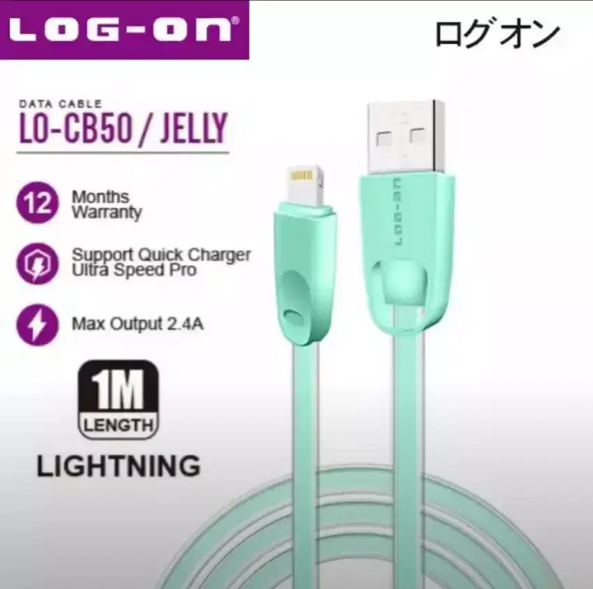 Kabel Data & Charger Lightning IOS Iphone Original Log-On FastCharging