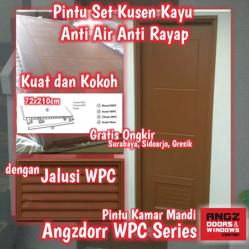 Pintu Set Kusen Angzdoor WPC Anti Air Anti Rayap - Gratis Ongkir