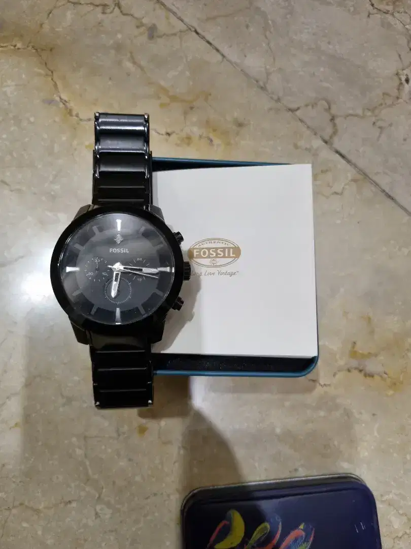 Fossil men diamond accent chronograph black