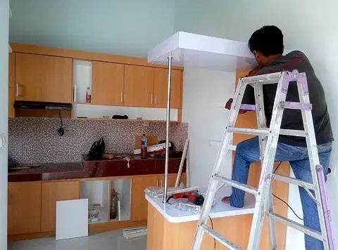 kitchen set meja dapur rak tangga lemari baju backdrop tv sketsel