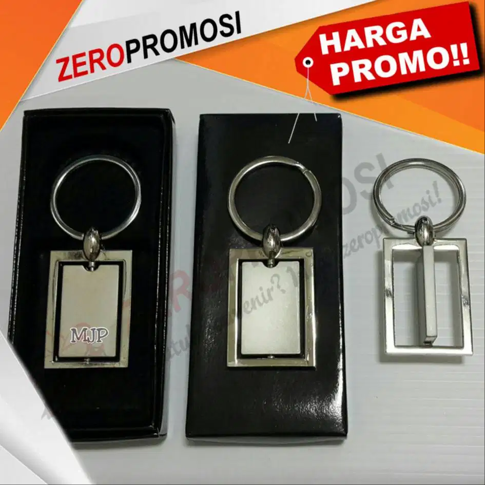 Souvenir Promosi Gantungan Kunci Besi Putar Bentuk Kotak