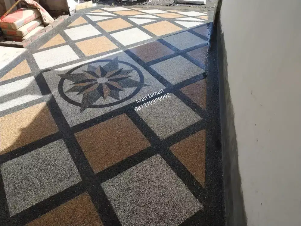 Pembuatan ampyangan batu sikat taman kolam Gresik, Sidoarjo, Surabaya