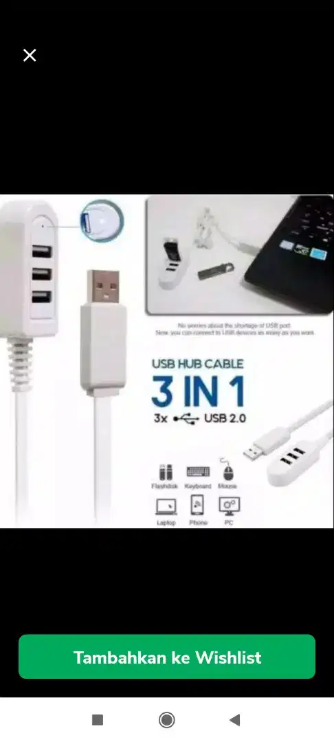 Hub usb hub 3 port 3 in 1 multifungsi Extension