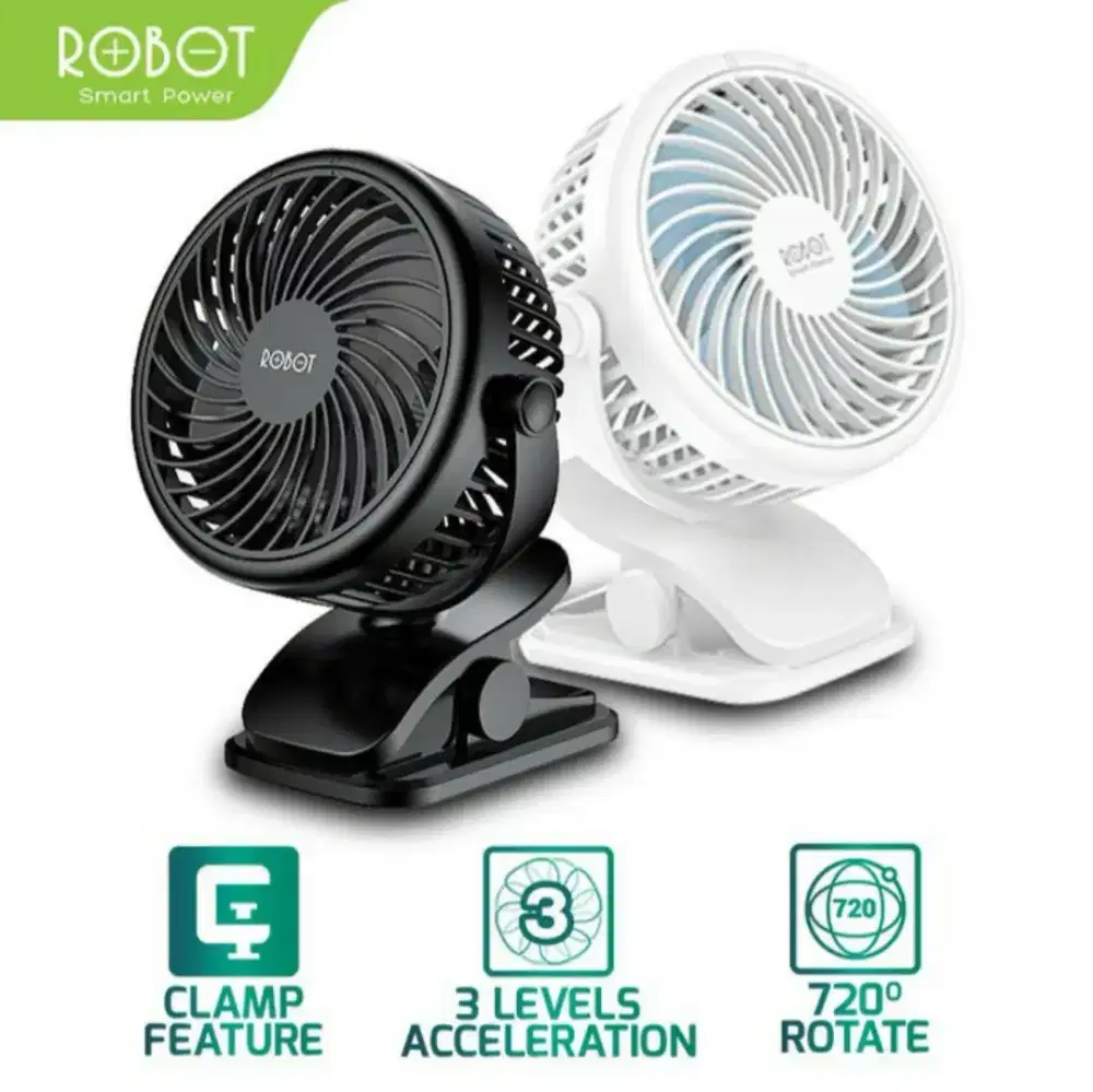 Robot Kipas Angin Fan Mini USB Hand 720 Clip Base Portable Model Jepit