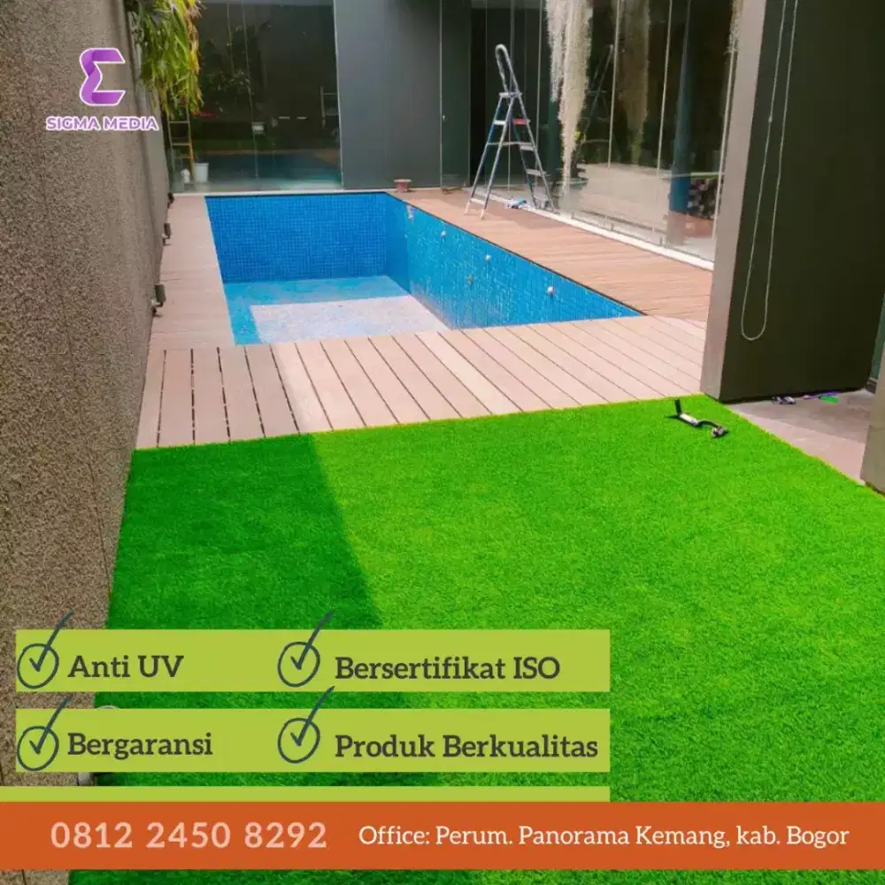 Dekorasi taman dengan rumput sintetis q