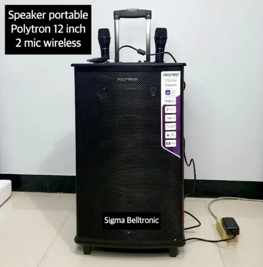 Speaker portable Polytron 12 inch PAS PRO-12F6 Ampli 2 mic wireless